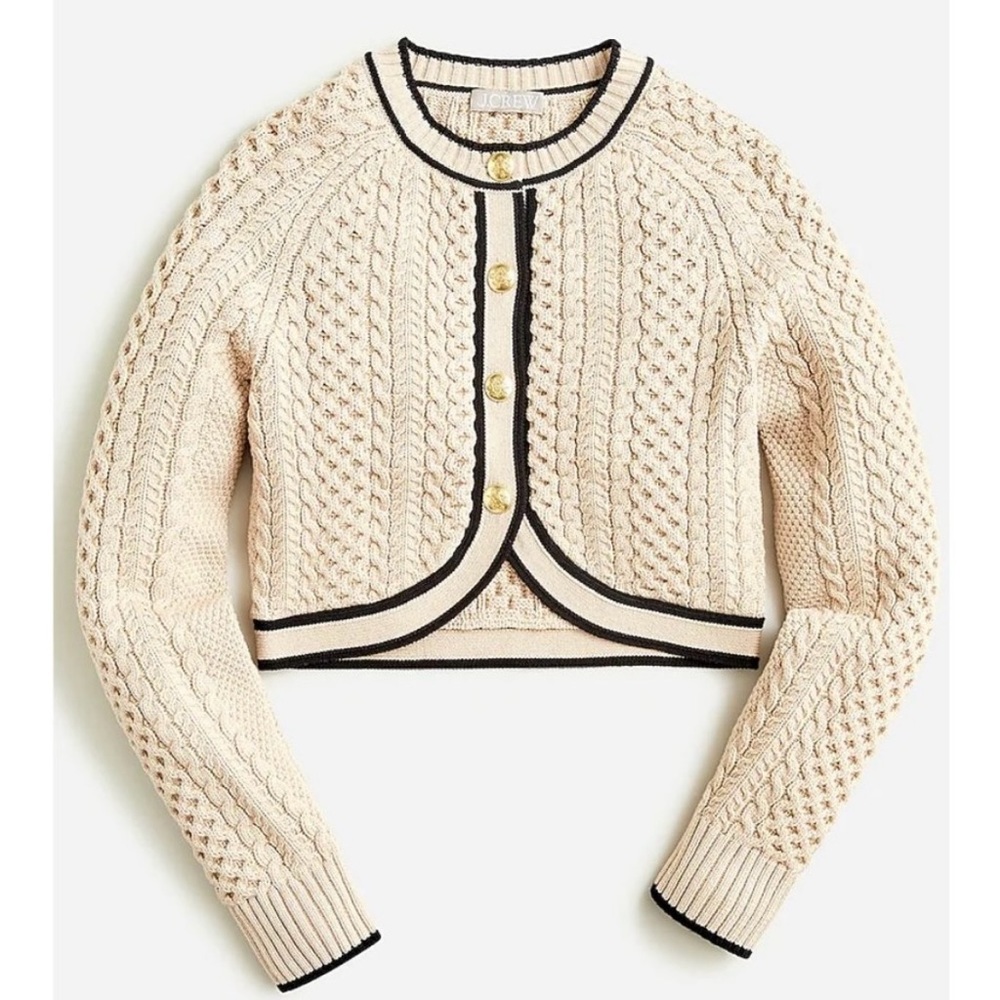 NWOT J. Crew Cropped Cable Knit Sweater Lady Jacket Size Small